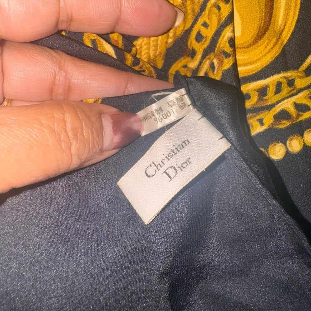 Dior Black and Gold Patterned Scarf